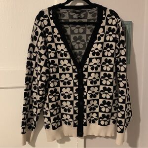 Forever 21 Checkered Daisy Flower Cardigan 90s y2k Kawaii hippie 70s 80s